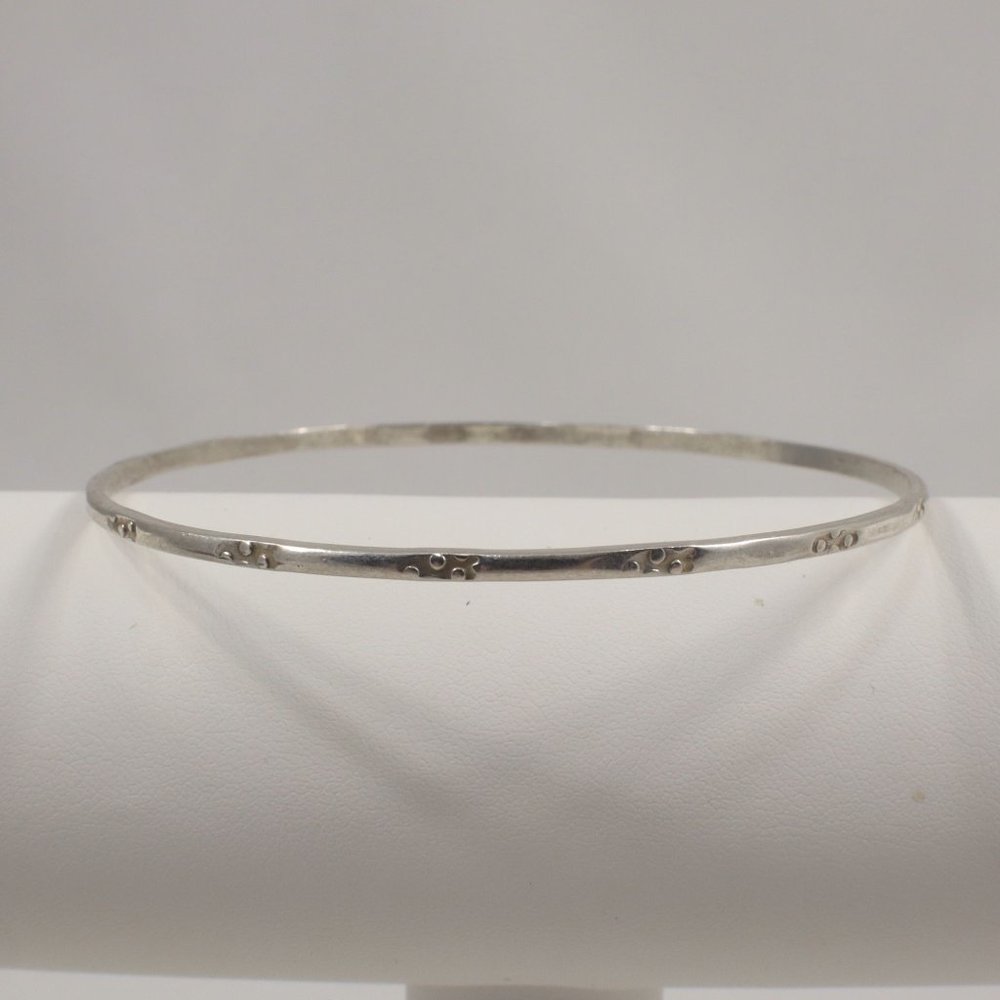 VTG 925 Sterling Silver Bracelet 8in Dotted Bangle Taxco Mexico 2mm 6g